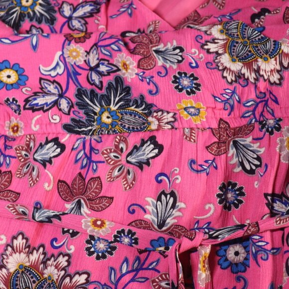 Loft Flutter Sleeve Ruffle Hem Pink Floral V Neck Dress Open Back, Size 20, NWT - Picture 7 of 14